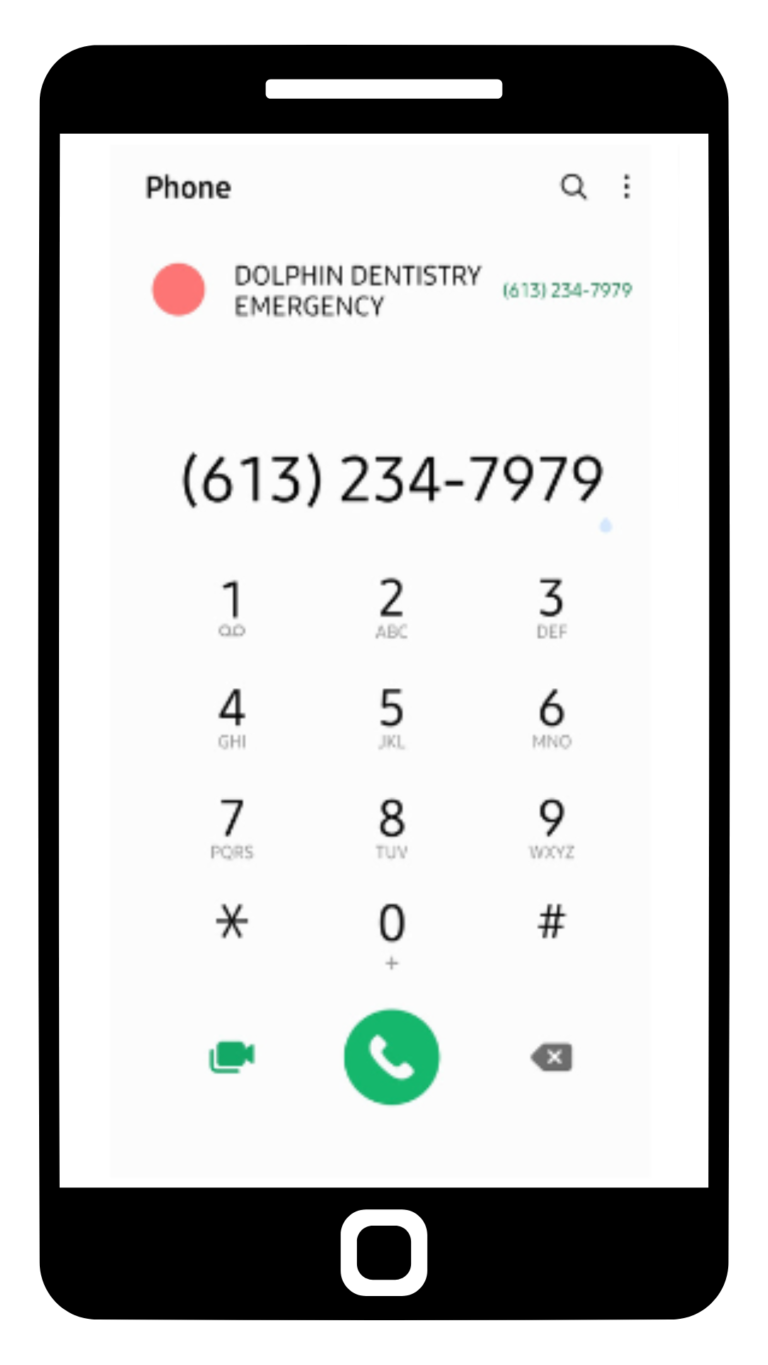 emergency dental care smartphone screen (613) 234-7979