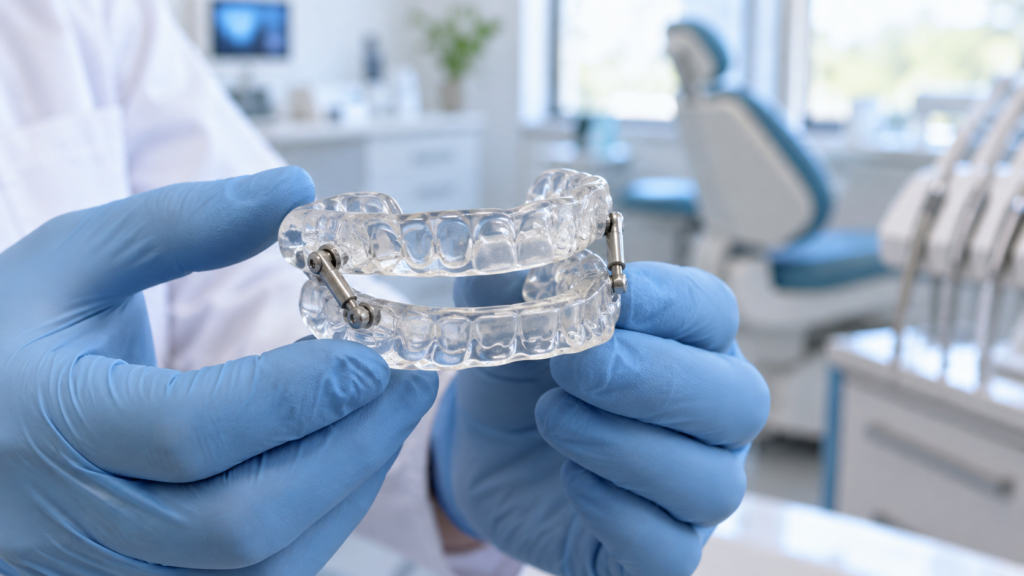 Custom dental oral appliance for snoring and sleep apnea treatment in Ottawa